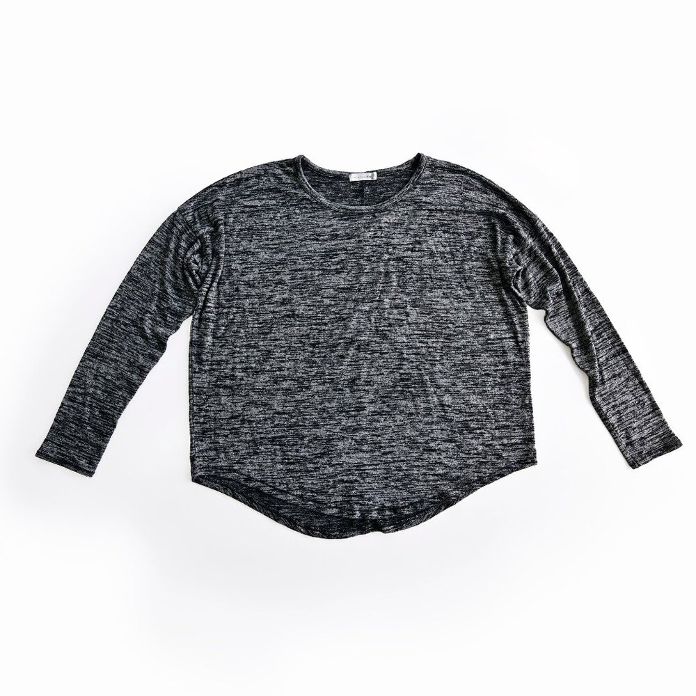 rag & bone JEAN Black and White Long Sleeve Heathered Shirt-Size L
